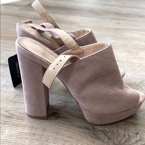 Pink Suede Open Toe Heels